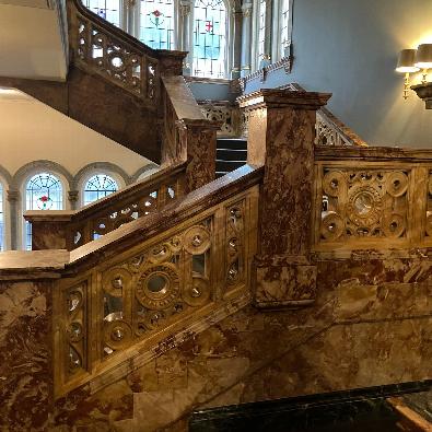 Stone carved staircase and balustrades